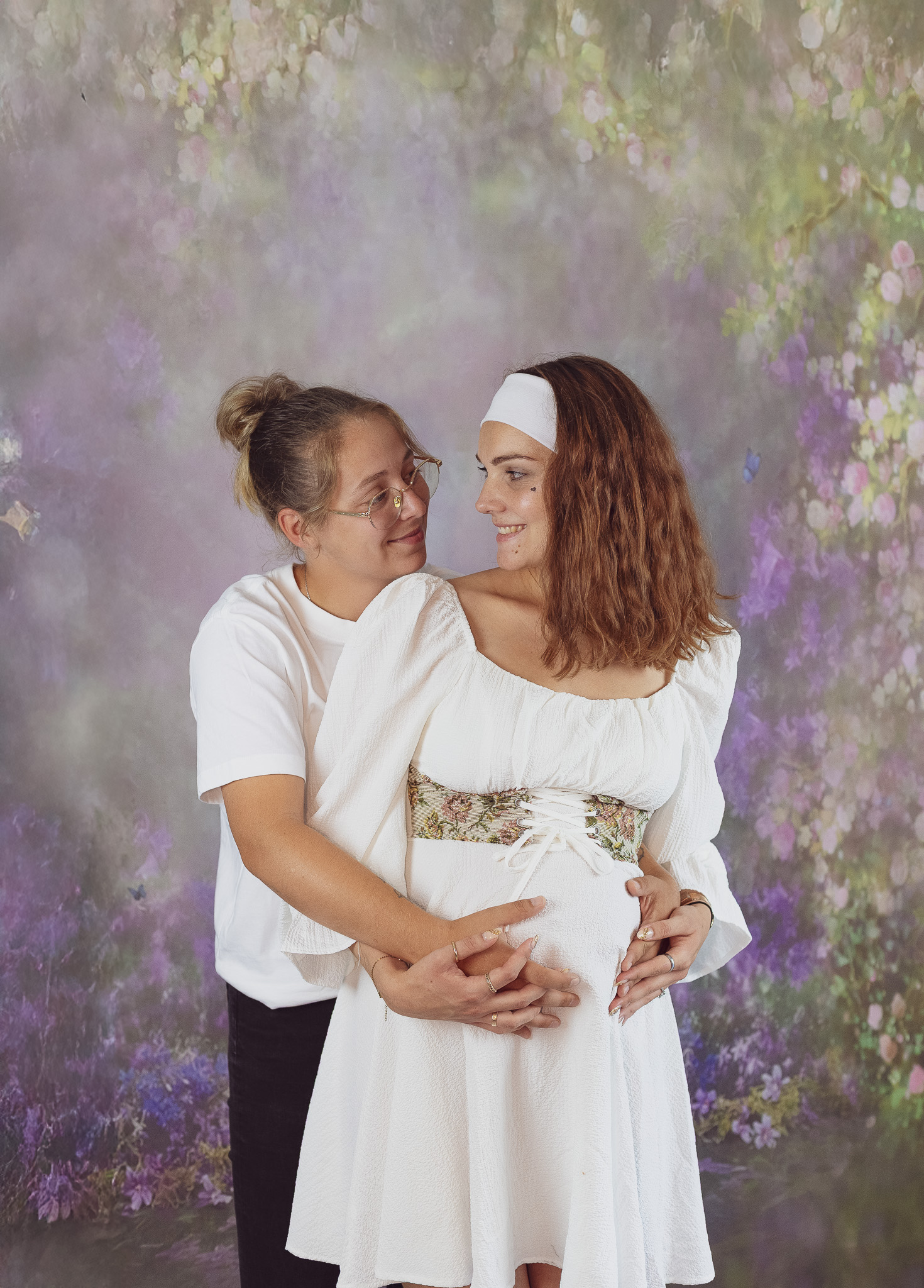 Séance duo couple femme enceinte, studio 2025